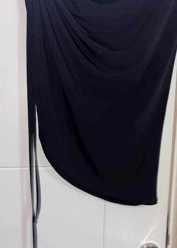 Yırtmaçı Ayarlanabilir Siyah Uzun Etek - Görsel 7