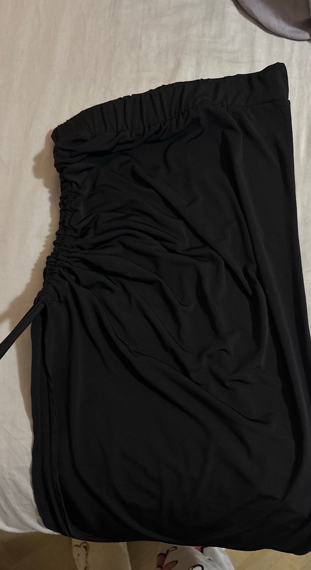 Yırtmaçı Ayarlanabilir Siyah Uzun Etek - Görsel 2