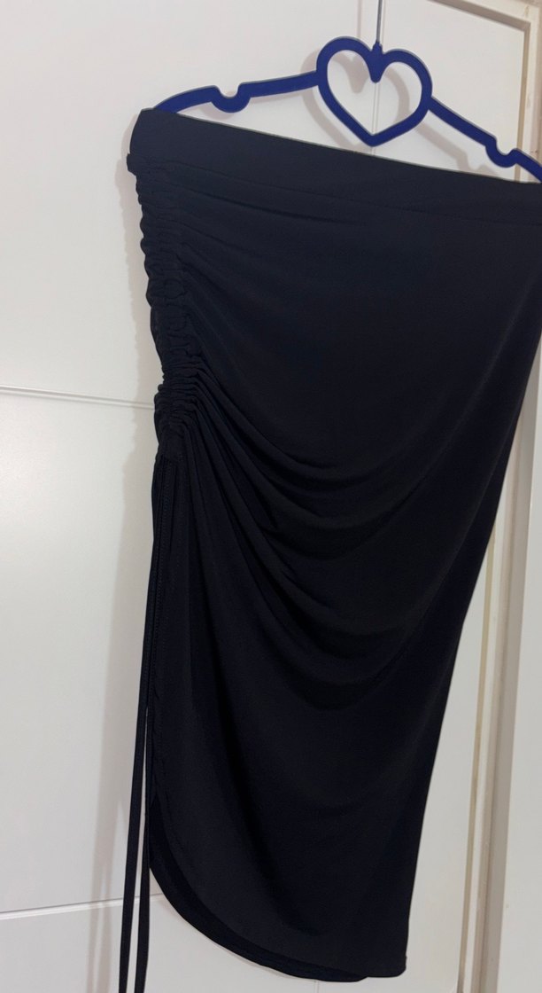 Yırtmaçı Ayarlanabilir Siyah Uzun Etek - Görsel 5