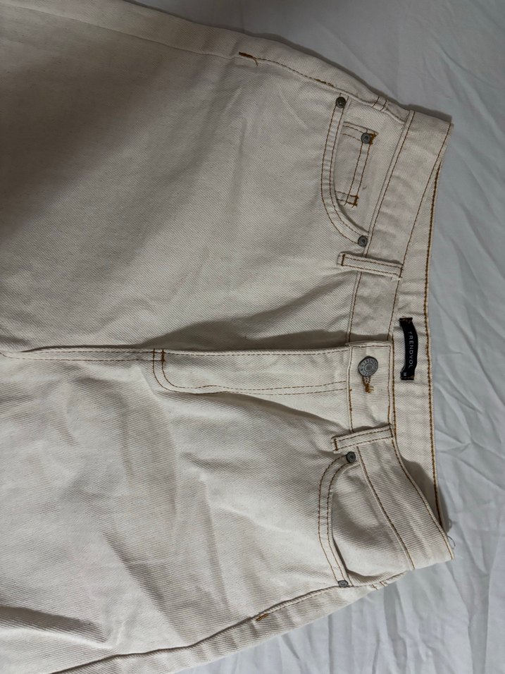 Bej Kadın Pamuklu Normal Kesim Jean - Görsel 2