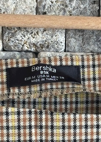 Ekoseli Gri Kemerli Kadın Kumaş Pantolon ve Crop - Görsel 3