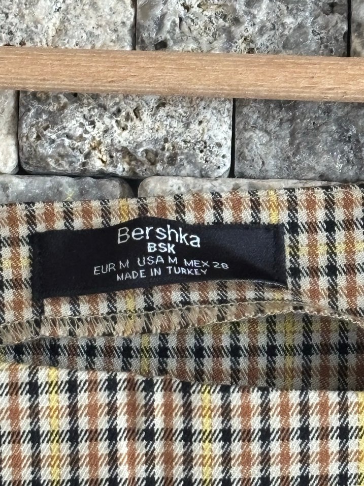 Ekoseli Gri Kemerli Kadın Kumaş Pantolon ve Crop - Görsel 3