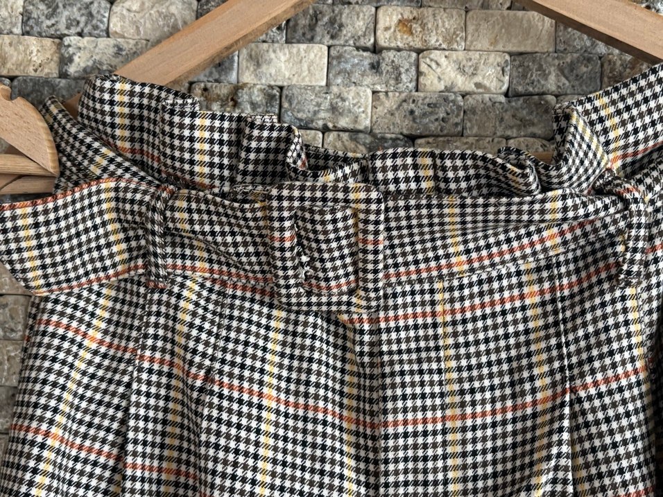 Ekoseli Gri Kemerli Kadın Kumaş Pantolon ve Crop - Görsel 5