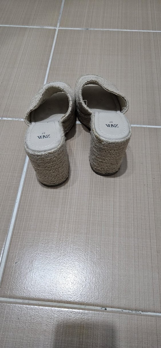 Zara Bej Örgü Platform Terlik — görsel 3/5