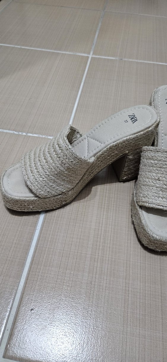 Zara Bej Örgü Platform Terlik — görsel 2/5