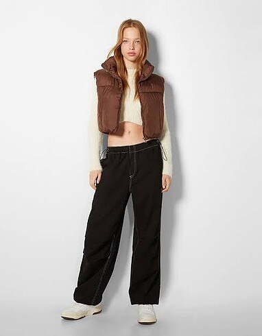 Bershka BERSHKA ŞİŞME CROP YELEK