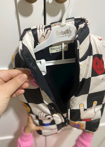 12-18 ay Düğmeli Kareli Kız Çocuk Yeleği - Görsel 6