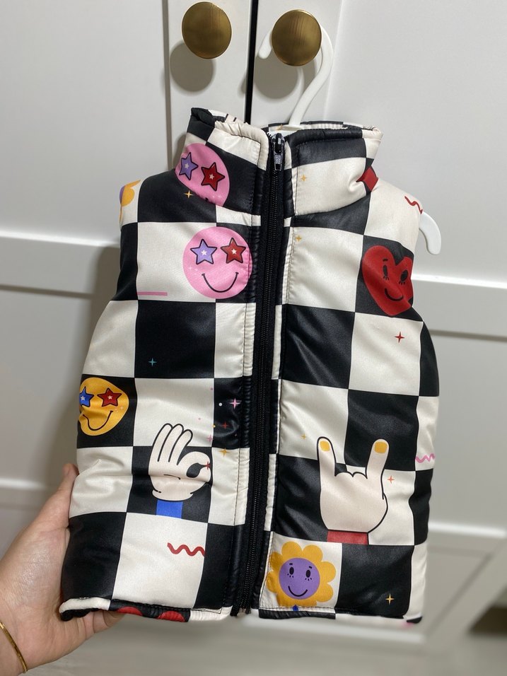 12-18 ay Düğmeli Kareli Kız Çocuk Yeleği - Görsel 2