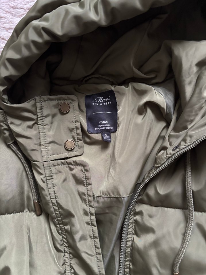 Kadın Haki Kapüşonlu Mont - Görsel 3