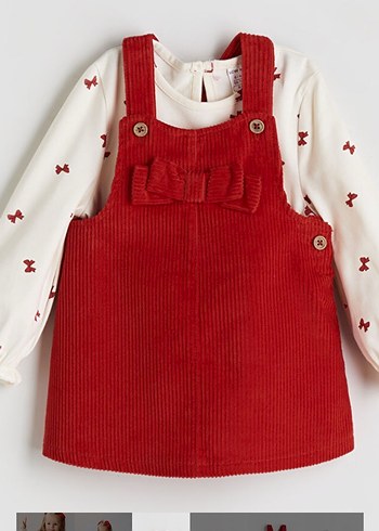 Kadife  Kız Bebek Salopet elbise - Görsel 6