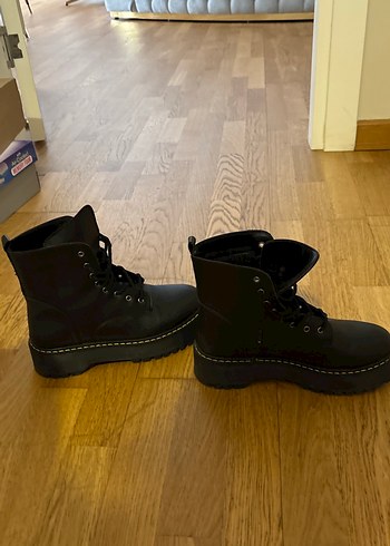 Diğer Siyah Deri Platform Topuklu Punk Bot