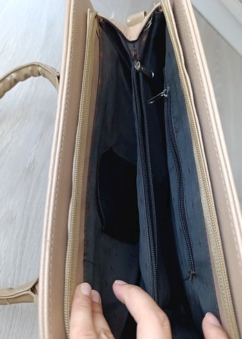 Bej Kadın Çanta Fermuarlı Modern Klasik - Görsel 5