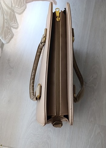 Bej Kadın Çanta Fermuarlı Modern Klasik - Görsel 4