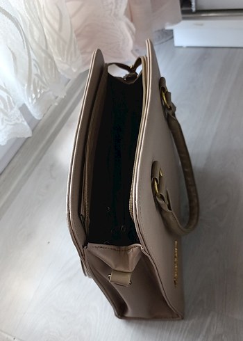 Bej Kadın Çanta Fermuarlı Modern Klasik - Görsel 2