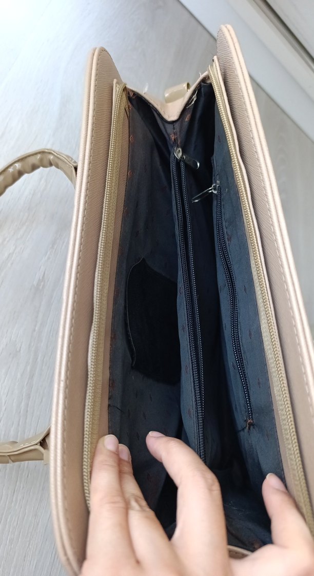 Bej Kadın Çanta Fermuarlı Modern Klasik - Görsel 5