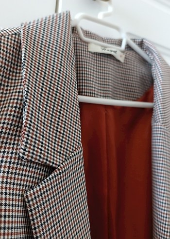 Düğmeli Bej Kadın Midi Blazer Ceket - Görsel 3