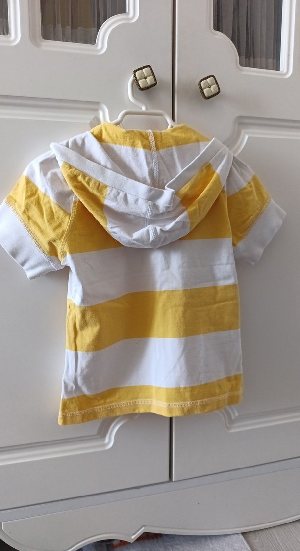 Sarı Beyaz Çizgili Erkek Çocuk Polo Tişört - Görsel 2