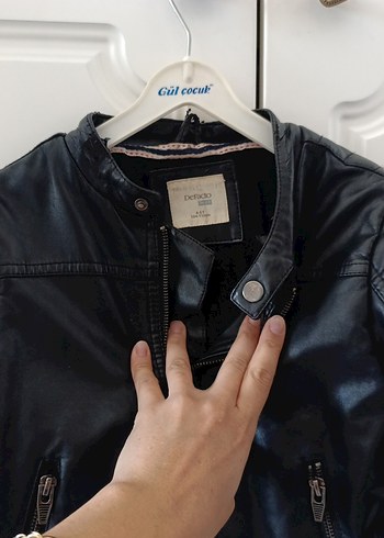 Erkek Çocuk Siyah Deri Biker Ceket - Görsel 5