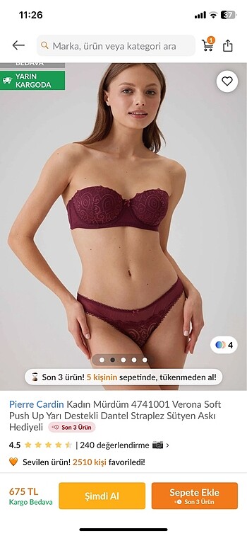 Pierre cardin etiketli sütyen takımı