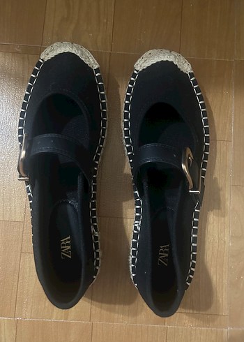 Zara Tokalı Siyah Espadril Babet