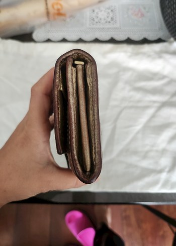 Altın Renkli, Kemer Tokalı, Yılan Desenli Deri Kadın Cüzdanı - Görsel 5