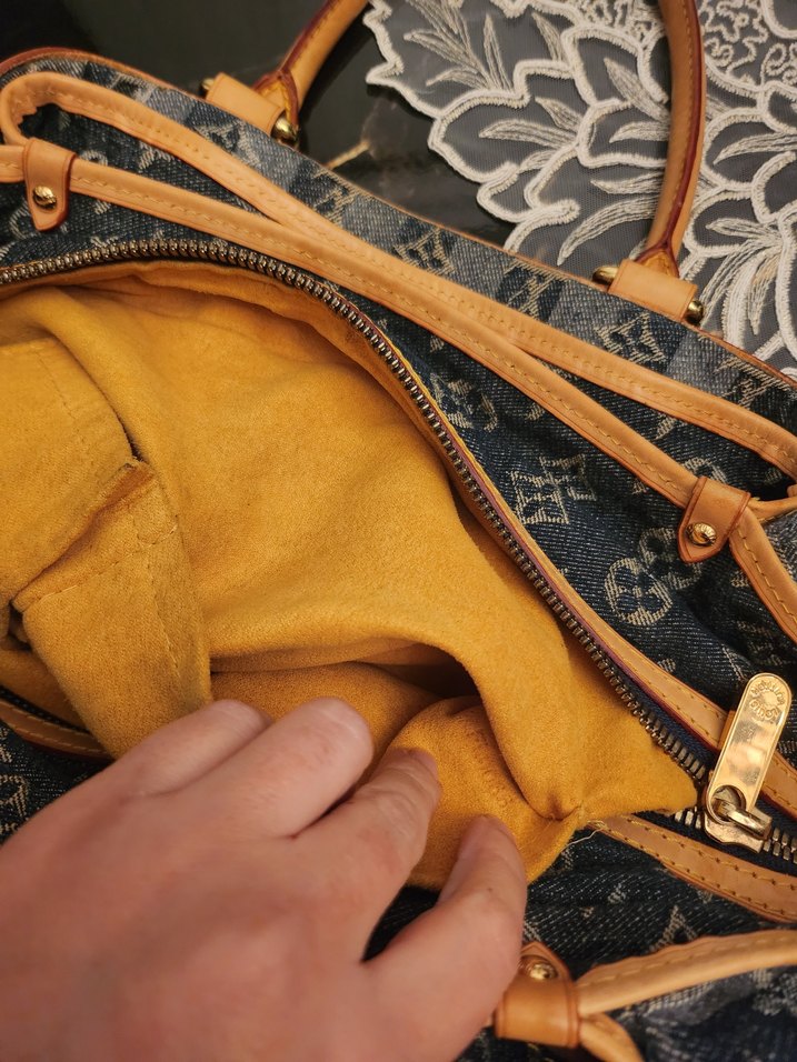 Desenli Gri Kot Kadın Çanta - Görsel 5