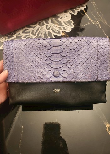 Mor Yılan Derisi Desenli Deri Kadın Çanta - Görsel 2