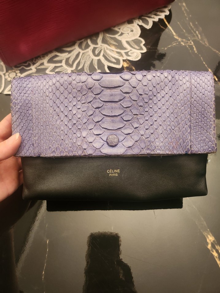 Mor Yılan Derisi Desenli Deri Kadın Çanta - Görsel 2