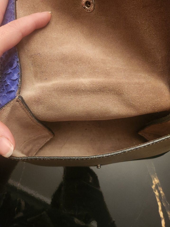 Mor Yılan Derisi Desenli Deri Kadın Çanta - Görsel 4