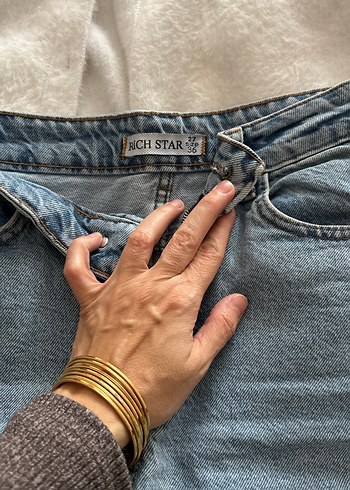 Diğer Mavi Midi Kot Etek Yırtmaçlı