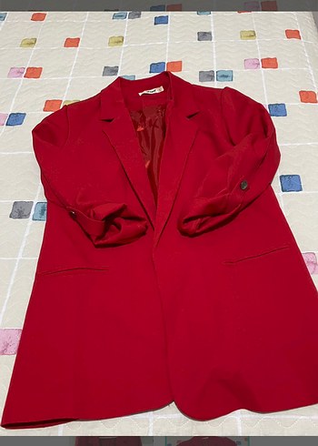 Zara Kirmizi Uzun Kesim Blazer Ceket