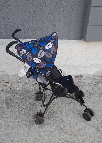 Yaprak Desenli Mavi Bebek Arabası