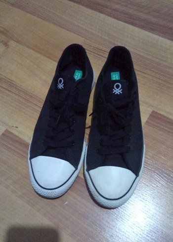 Benetton Siyah Beyaz Bagcikli Casual Sneaker
