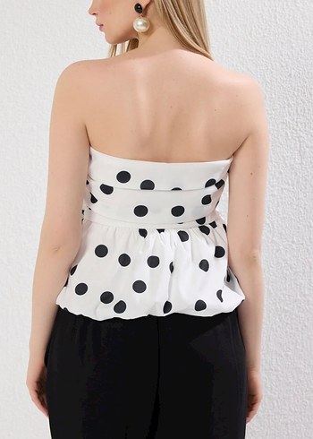 Puantiyeli  strablez bluz - Görsel 2