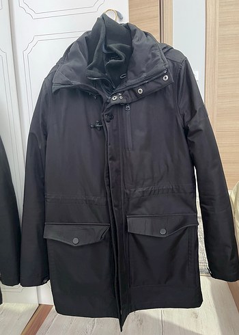 Mavi Jeans Siyah Kapusonlu Uzun Kislik Mont