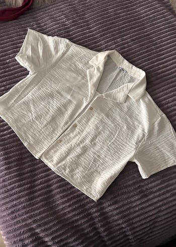 Zara Beyaz Kisa Kollu Rahat Gomlek