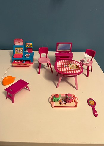 Barbie Renkli Pembe Çocuk Oyun Mobilyası Seti