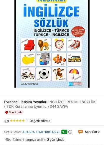 Türkçe ve İngilizce sözlük  - Görsel 3