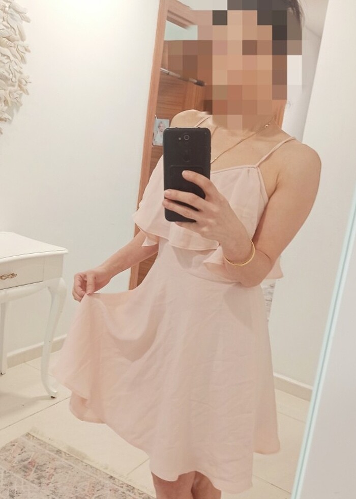 Özel dikim Sırt ipli volanlı elbise - Görsel 2