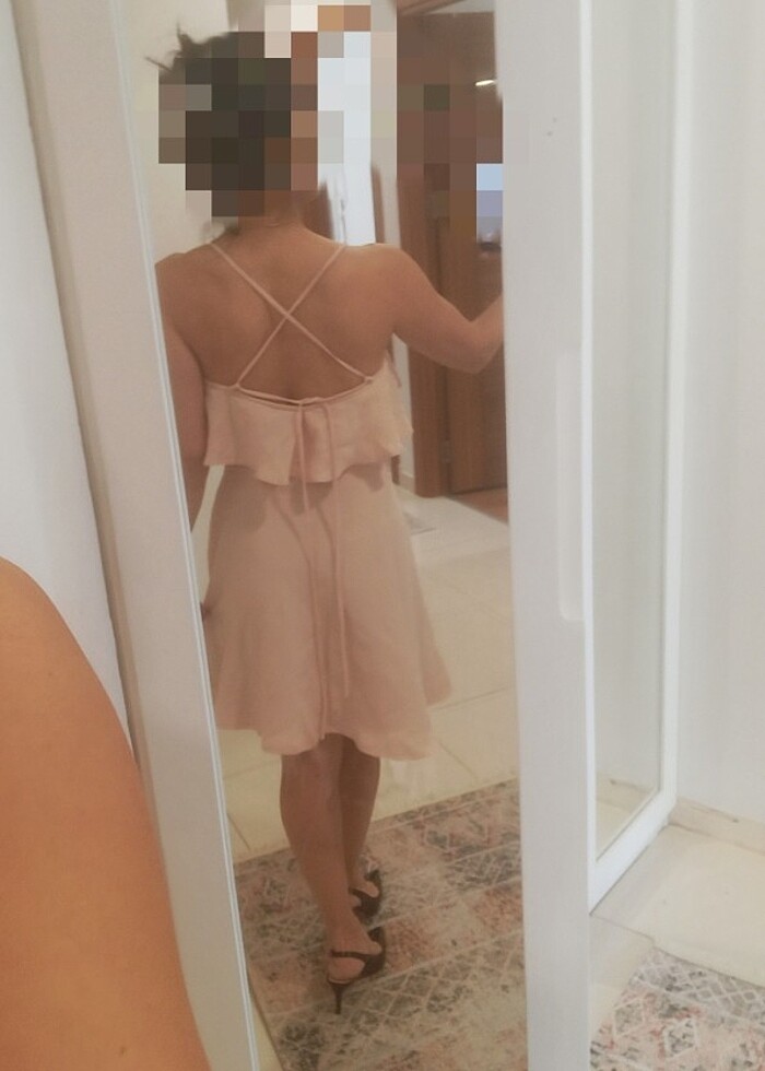 Özel dikim Sırt ipli volanlı elbise - Görsel 4