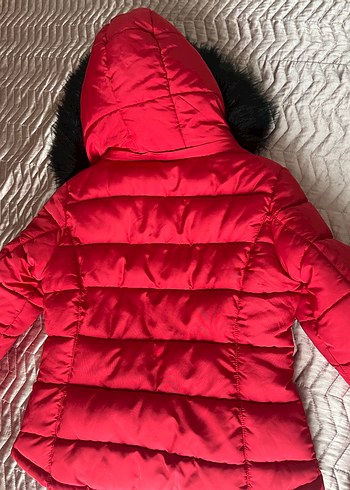Kürklü Kırmızı Kadın Kış Montu - Görsel 5