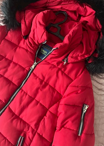 Kürklü Kırmızı Kadın Kış Montu - Görsel 2