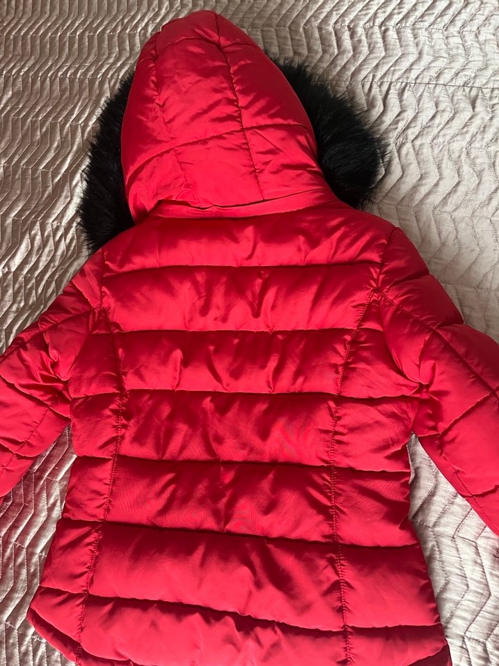 Kürklü Kırmızı Kadın Kış Montu - Görsel 5