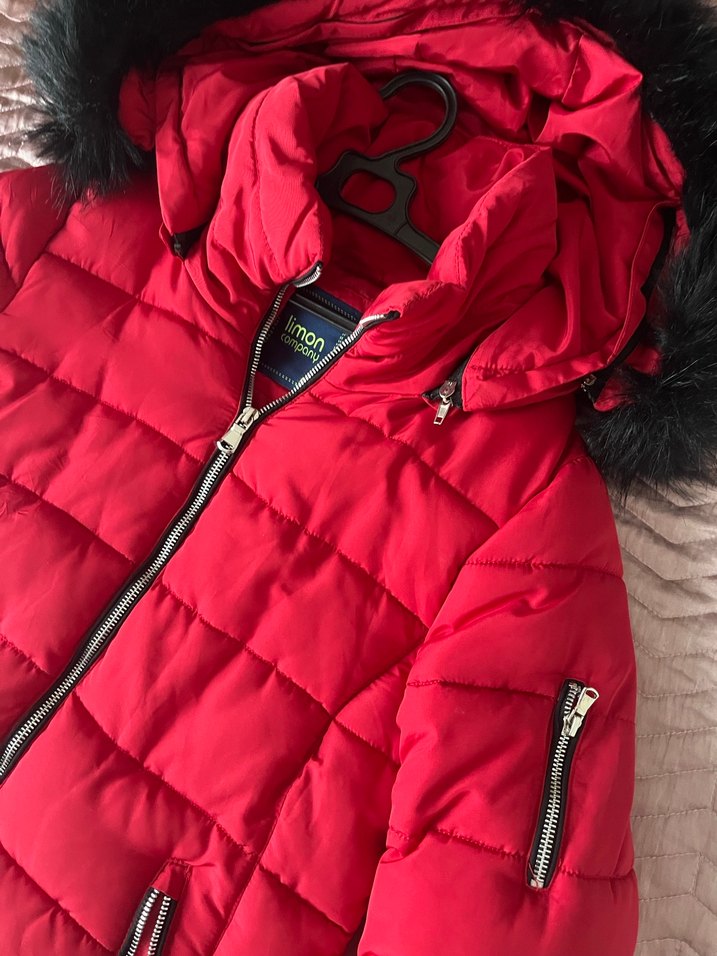 Kürklü Kırmızı Kadın Kış Montu - Görsel 2