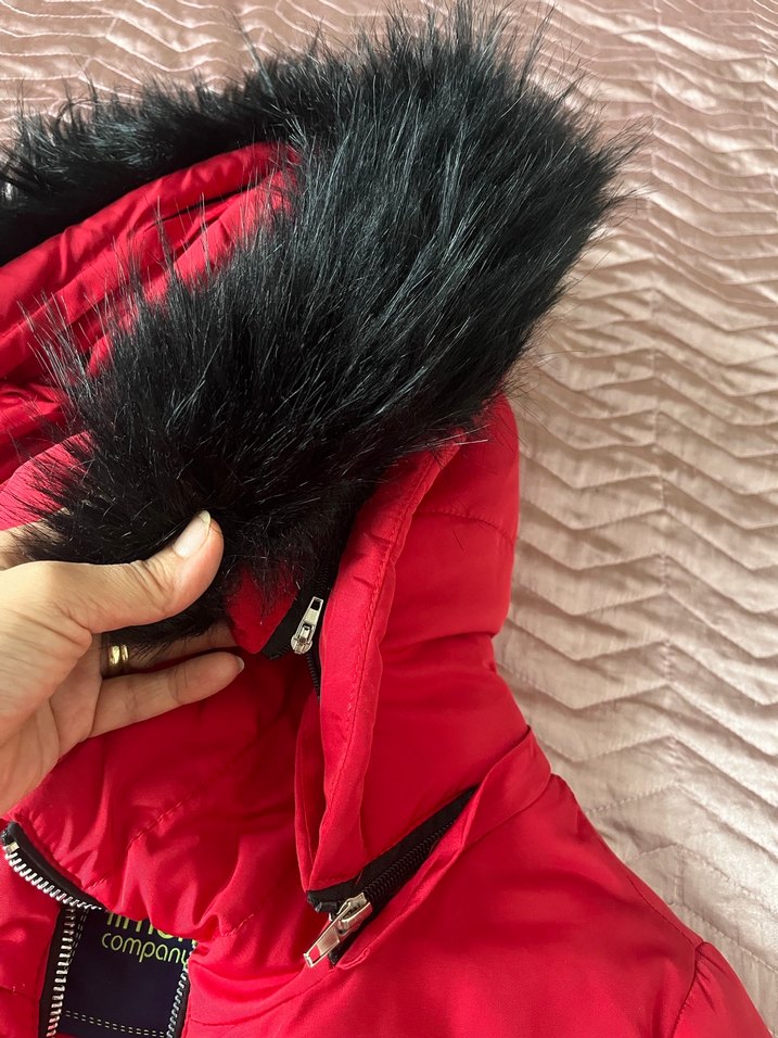 Kürklü Kırmızı Kadın Kış Montu - Görsel 3