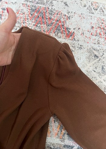 Kahverengi kruvaze Kadın Elbise - Görsel 3