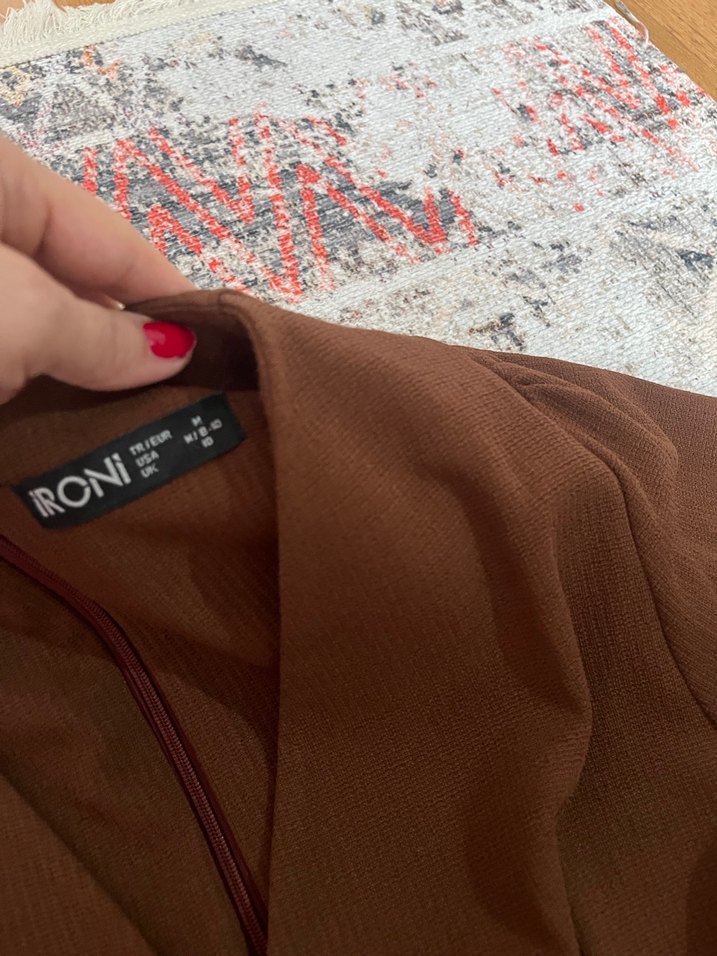 Kahverengi kruvaze Kadın Elbise - Görsel 2