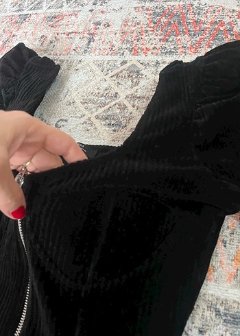 Bershka kadife Siyah Mini Elbise - Görsel 2