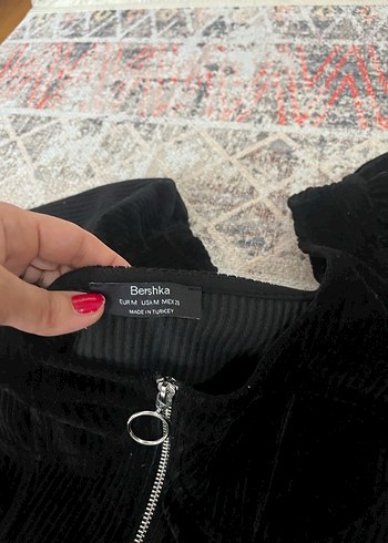 Bershka kadife Siyah Mini Elbise - Görsel 3