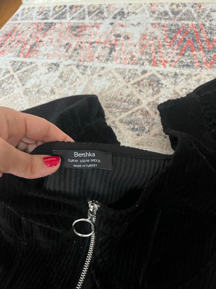 Bershka kadife Siyah Mini Elbise - Görsel 3